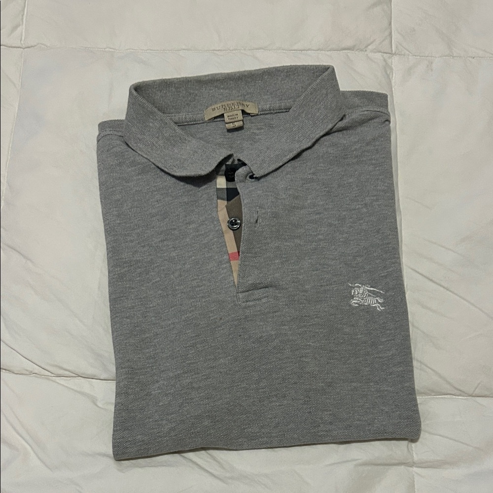 Gray Burberry Brit Polo Shirt Small